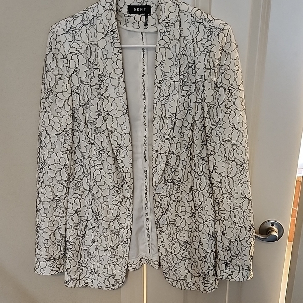 DKNY White and Black Floral Blazers & Suit Jackets